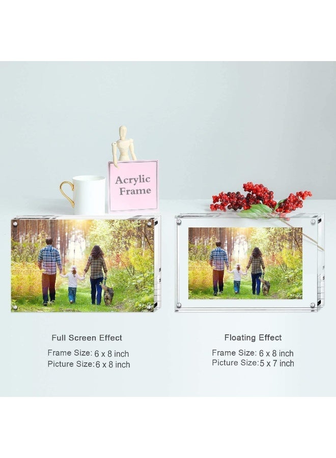 Boxalls 6x8 Inches Acrylic Picture Frame, Double Sided Clear Frameless Photo Frame with Magnetic Desktop Transparent - Image 4