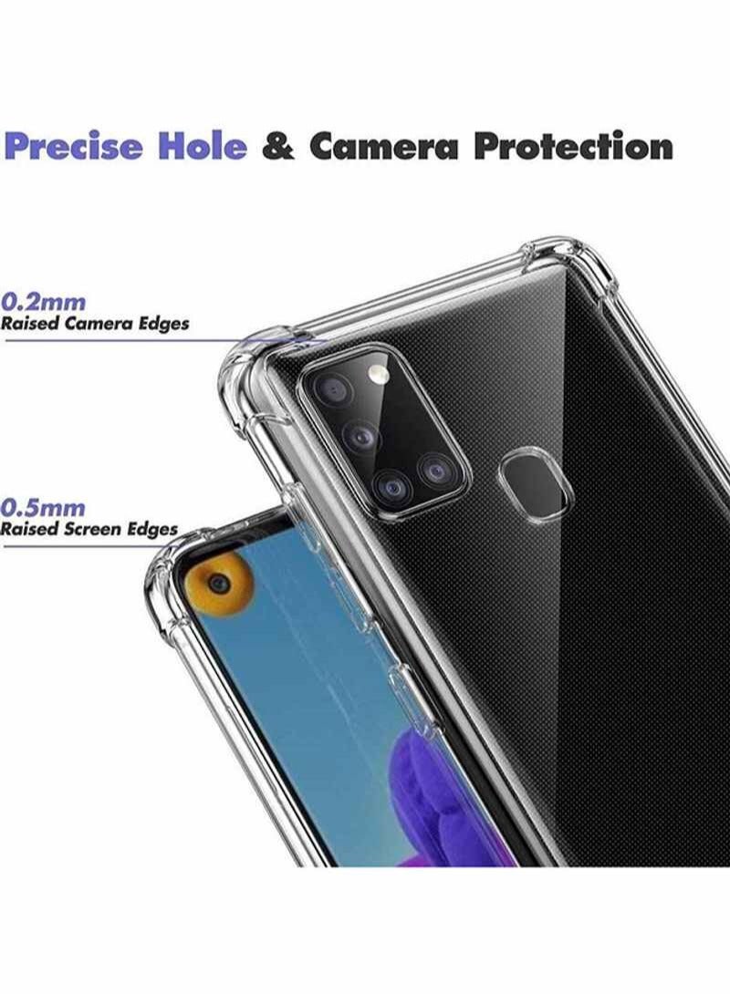 BORTONY Protective Case Cover With 2-Pieces Tempered Glass Screen Protector For Samsung Galaxy A21S Clear - Image 3