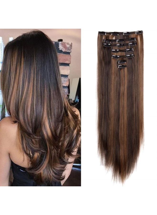 Lelinta 7Pcs 16 Clips 23"-24" Thick Curly Straight Full Head Clip in on Double Weft Hair Extensions - Image 2