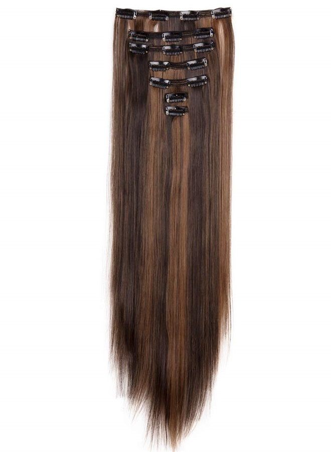 Lelinta 7Pcs 16 Clips 23"-24" Thick Curly Straight Full Head Clip in on Double Weft Hair Extensions - Image 3