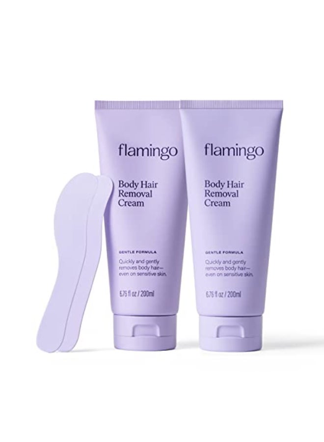 Flamingo Womens Body Hair Removal Cream 2 Pack 676 fl oz Removes Hair from Legs Arms Underarms Stomach and Bikini Line - Image 1