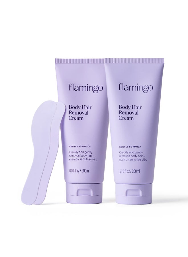 Flamingo Womens Body Hair Removal Cream 2 Pack 676 fl oz Removes Hair from Legs Arms Underarms Stomach and Bikini Line - Image 2
