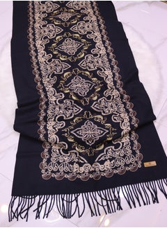 Sky cashmere Embroidered Shawl with Fringe  - Image 1