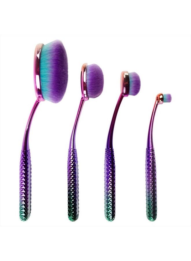 MODA مجموعة فرش مكياج بيضاوية كاملة الحجم 4 قطع، تشمل - فرشاة الأساس، فرشاة التحديد، فرشاة التحديد التفصيلية، وفرشاة الكونسيلر (بريزما) - Image 1