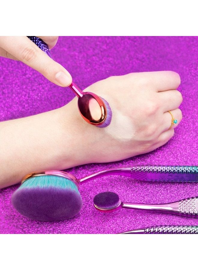 MODA مجموعة فرش مكياج بيضاوية كاملة الحجم 4 قطع، تشمل - فرشاة الأساس، فرشاة التحديد، فرشاة التحديد التفصيلية، وفرشاة الكونسيلر (بريزما) - Image 2