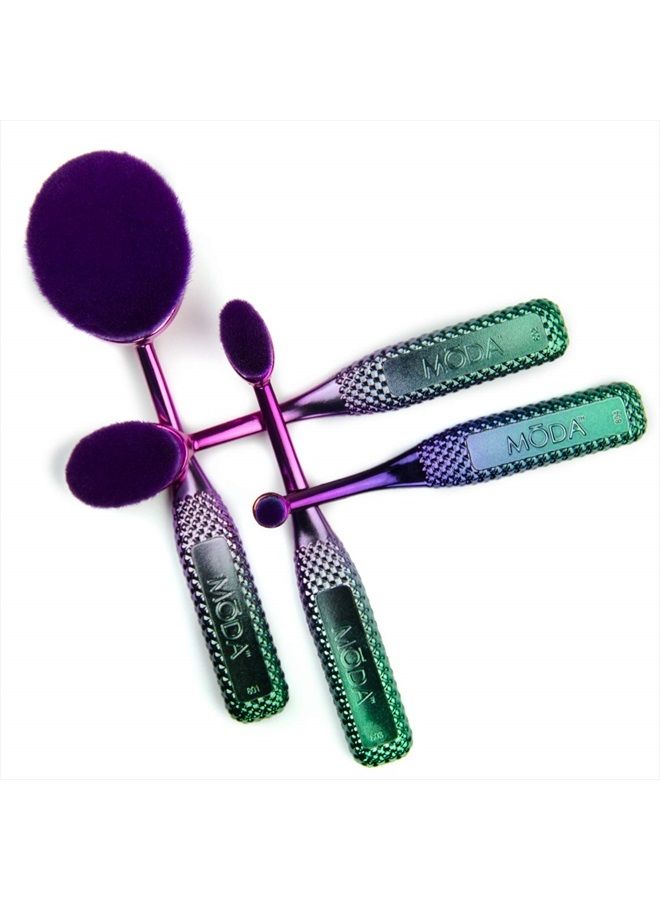MODA مجموعة فرش مكياج بيضاوية كاملة الحجم 4 قطع، تشمل - فرشاة الأساس، فرشاة التحديد، فرشاة التحديد التفصيلية، وفرشاة الكونسيلر (بريزما) - Image 5