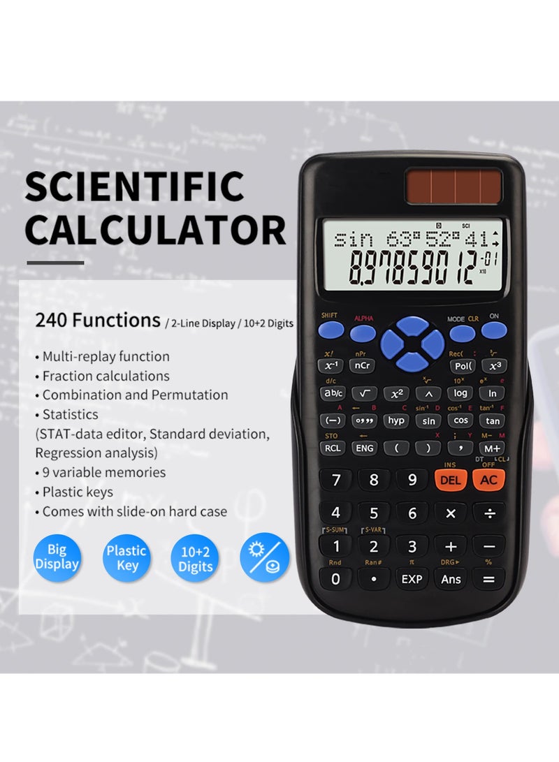 SYOSI Scientific Calculator, Engineering Scientific Calculator with 240 Functions, Scientific Calculator with Digital LCD Display for Students, Teachers and Business Use - Image 3