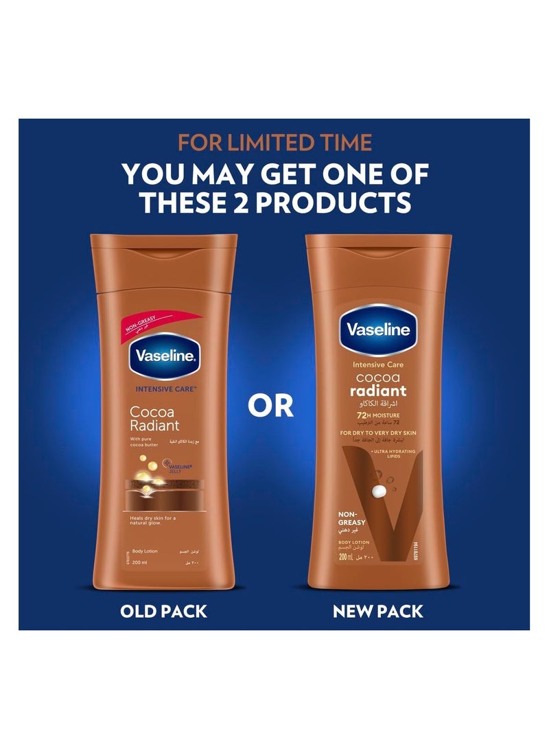 Vaseline Lotion intensive care cocoa radiant made with 100% pure cocoa butter for a natural glow Brown 200ml - Image 4
