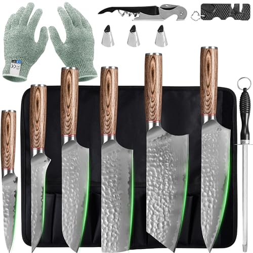 FULLHI Knife Set 13pcs Japanese Knife Set, Premium Japan Stainless Steel Kitchen Knife with Knife roll package - Image 1