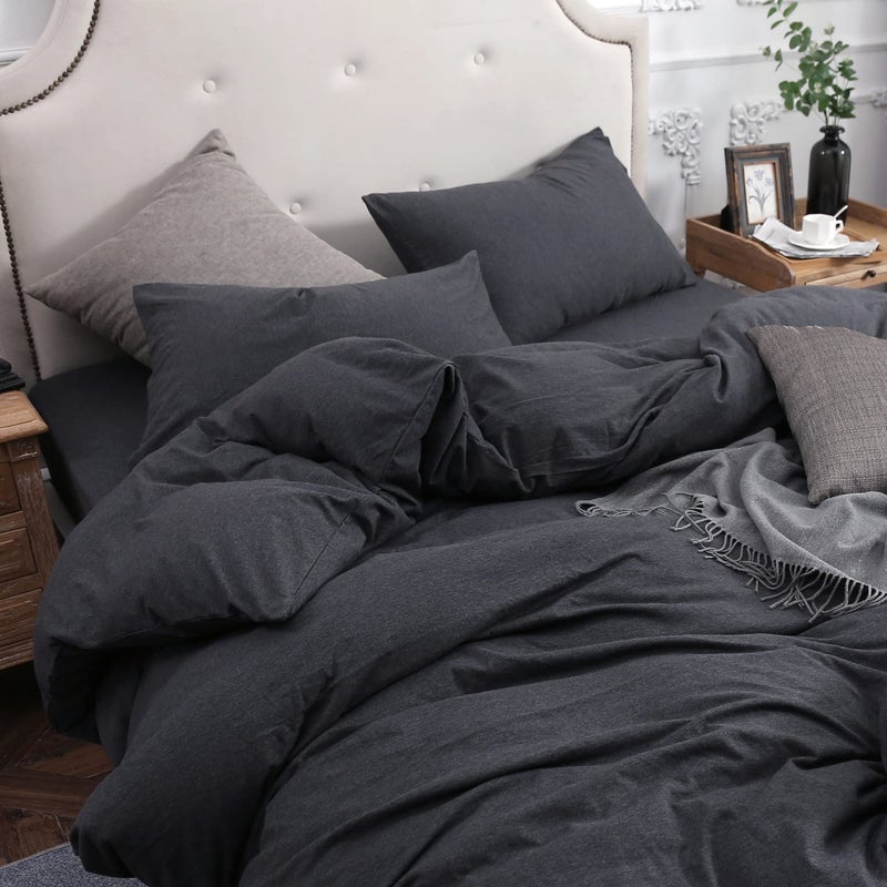 PURE ERA Jersey Knit Pillowcases 100% T-Shirt Cotton Super Soft Comfy Breathable, Set of 2, Standard 20" x 26", Heathered Charcoal Grey - Image 4