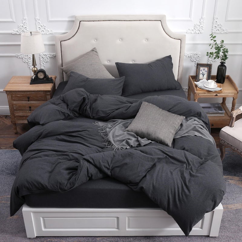 PURE ERA Jersey Knit Pillowcases 100% T-Shirt Cotton Super Soft Comfy Breathable, Set of 2, Standard 20" x 26", Heathered Charcoal Grey - Image 5