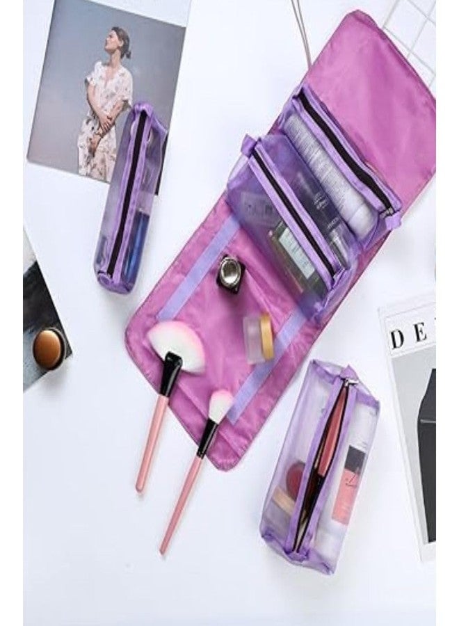 Karomouj KMA685 Makeup Roll Bag Waterproof 4 in 1 Multifunctional Removable Hanging Makeup Bag with Foldable 4 Toiletry Bag for Brush,Jewelry,Makeup Kit,Cosmetic Bag (Multicolor,Pack of 1) - Image 5