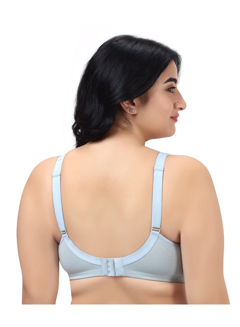 RAJNI 2-Pack Bra D Cup Soft Cotton Lycra Stretch Minimizer Seamless Molded Cups Non-Padded Wirefree Full Coverage Side Support No Dig Straps Women Ladies Plus Size - Image 2