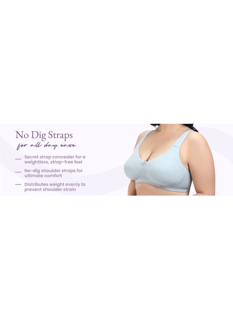 RAJNI 2-Pack Bra D Cup Soft Cotton Lycra Stretch Minimizer Seamless Molded Cups Non-Padded Wirefree Full Coverage Side Support No Dig Straps Women Ladies Plus Size - Image 5