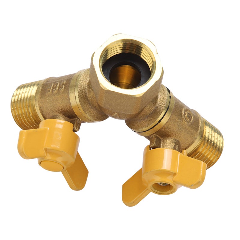 G1/2 Brass Garden Irrigation 2 Way Double Tap Hose Adapter Dual Faucet Connector - Image 4
