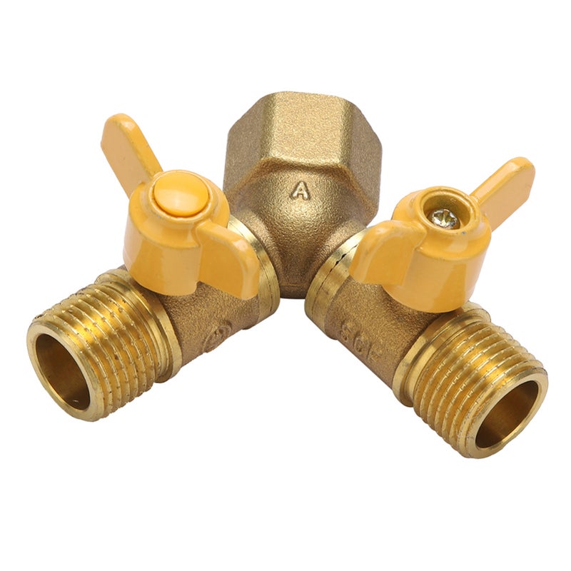G1/2 Brass Garden Irrigation 2 Way Double Tap Hose Adapter Dual Faucet Connector - Image 3