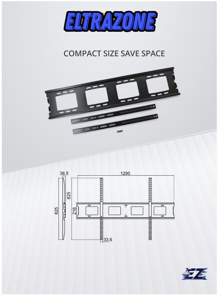 ELTRAZONE Heavy-Duty Fixed TV Wall Mount for 50”-120” Screens – VESA 900x800mm, 2.3mm Thickness, Sturdy Support for Large Flat Panel TVs Black - Image 5