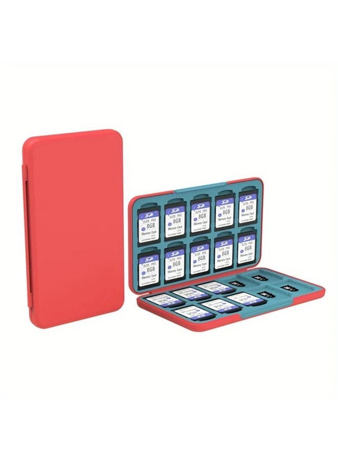 منظم بطاقة الذاكرة من السيليكون بقشرة حمراء صلبة بسعة 40 فتحة، حافظة تخزين محمولة لبطاقات SD وMicro SD - Image 1
