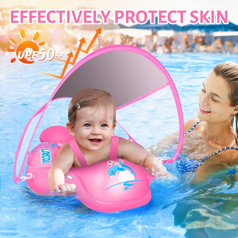 LAYCOL Baby Swimming Float with UPF50+ Sun Canopy Baby Floats for Pool No Flip Overbaby Pool for Baby Age of 3-36 Months - Image 2