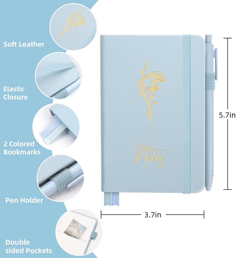 ALKALO 3 Pack Pocket Journaling Notebooks, A6 Small Notebook Total 360 Pages Journaling Notebooks For Note Taking Journals For Writing Mini Note Pads With Pen Holder 100 GSM Thick Paper(Pink,Blue,Purple) - Image 2