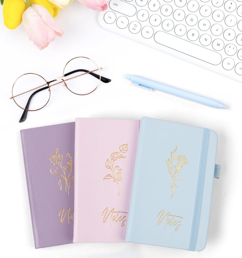 ALKALO 3 Pack Pocket Journaling Notebooks, A6 Small Notebook Total 360 Pages Journaling Notebooks For Note Taking Journals For Writing Mini Note Pads With Pen Holder 100 GSM Thick Paper(Pink,Blue,Purple) - Image 5