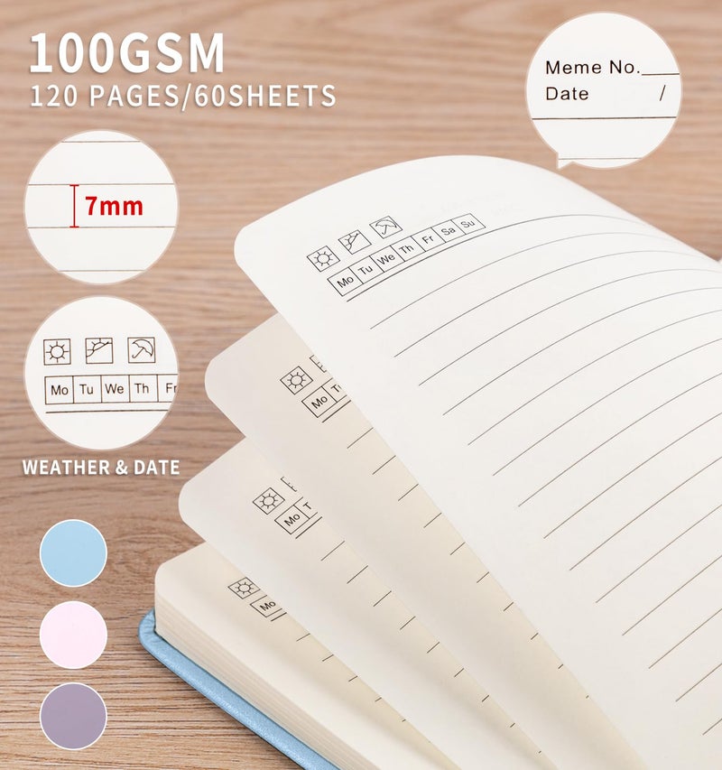 ALKALO 3 Pack Pocket Journaling Notebooks, A6 Small Notebook Total 360 Pages Journaling Notebooks For Note Taking Journals For Writing Mini Note Pads With Pen Holder 100 GSM Thick Paper(Pink,Blue,Purple) - Image 3