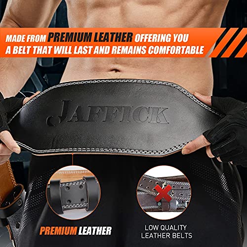 Jaffick Genuine Leather Weight Lifting Belt for Men Gym Weight Belt Lumbar Back Support Powerlifting Weightlifting Heavy Duty Workout Training Strength Training Equipment 6-Inch BLACK - Image 4