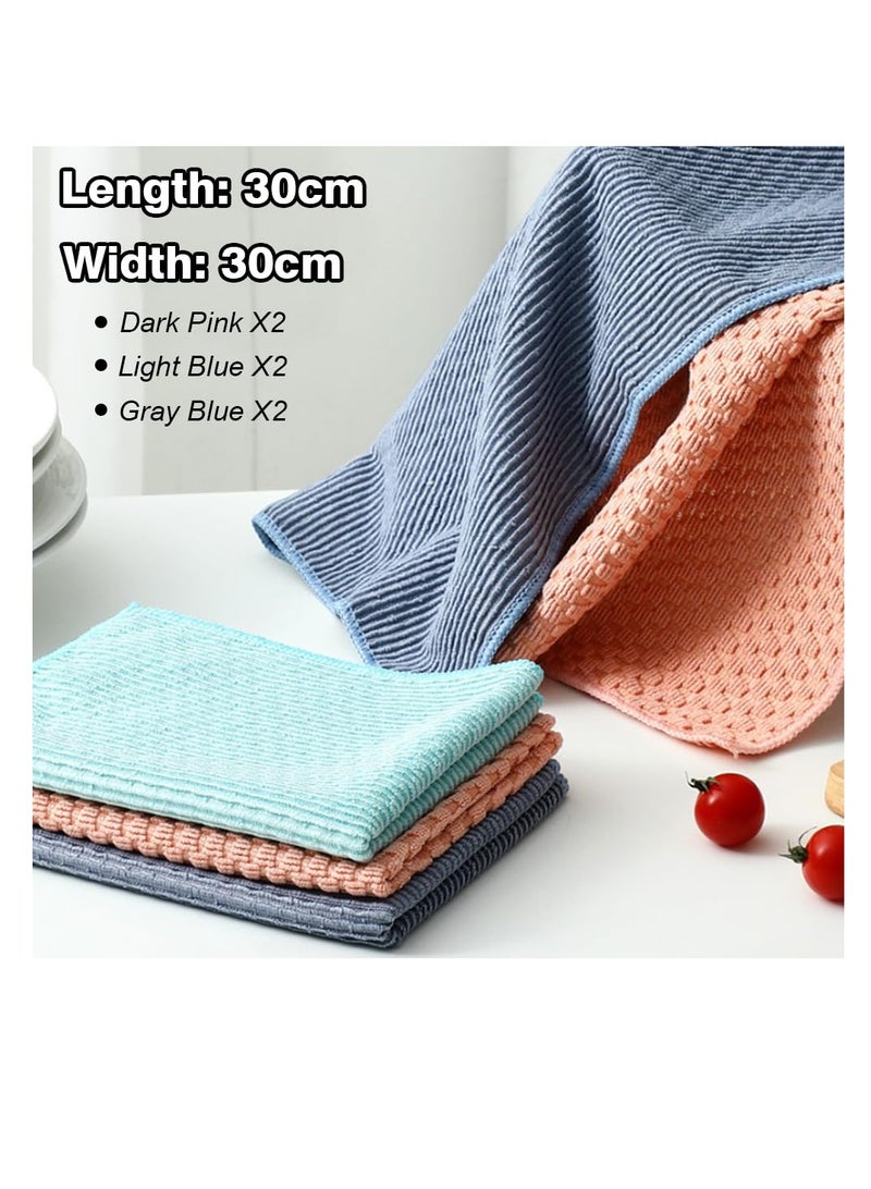 Barakah Microfibre Cloth Pack of 6, Reusable Kitchen Cleaning Towels, Multifunctional Dish Cloths, Absorbent, Lint-Free, Streak-Free, Wash Cloth for Car, Hygienic, Versatile, Durable & Washable - Image 4