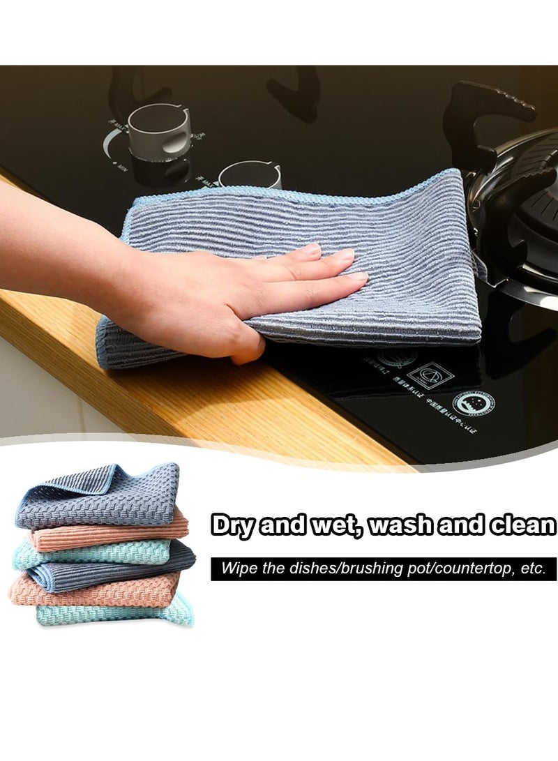 Barakah Microfibre Cloth Pack of 6, Reusable Kitchen Cleaning Towels, Multifunctional Dish Cloths, Absorbent, Lint-Free, Streak-Free, Wash Cloth for Car, Hygienic, Versatile, Durable & Washable - Image 2