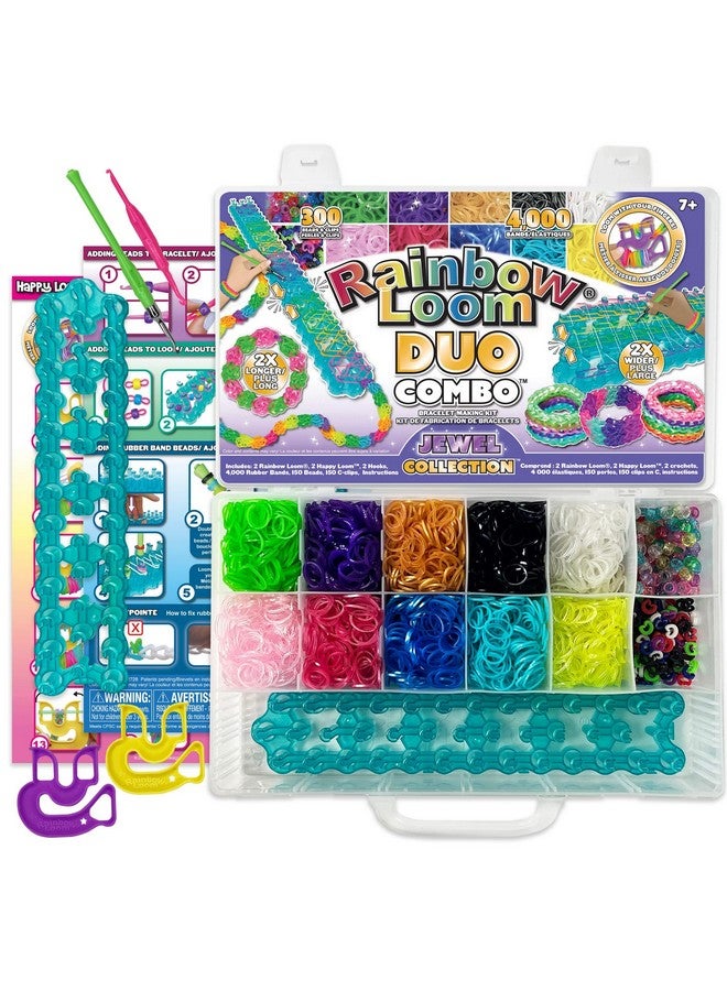 راينبو لووم مجموعة Rainbow Loom® Duo مع مجموعة أشرطة مطاطية مرصعة بالجواهر، تتميز بـ 2 قابلة للتوصيل لصنع إبداعات أطول وأعرض، وحقيبة تنظيم، ونشاط رائع يصل إلى 4 أشخاص 7+ - Image 1