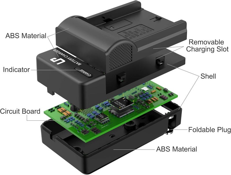 L & P NP-F550 Battery Charger for Sony NP F550, F530, FM50, FM70, FM90, FM30, FM500H, FM51, FM55H, FM71, FM91, F570, F730, F730H, F750, F770, F930, F950, F950/B, F960, F970, QM50, QM51, QM70, QM71 - Image 2