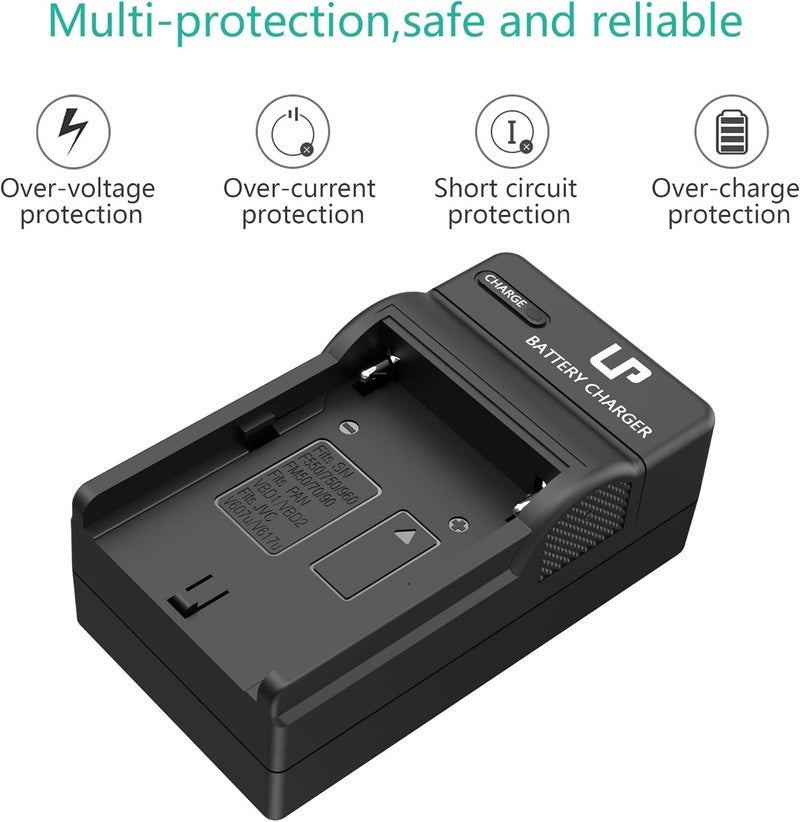 L & P NP-F550 Battery Charger for Sony NP F550, F530, FM50, FM70, FM90, FM30, FM500H, FM51, FM55H, FM71, FM91, F570, F730, F730H, F750, F770, F930, F950, F950/B, F960, F970, QM50, QM51, QM70, QM71 - Image 4