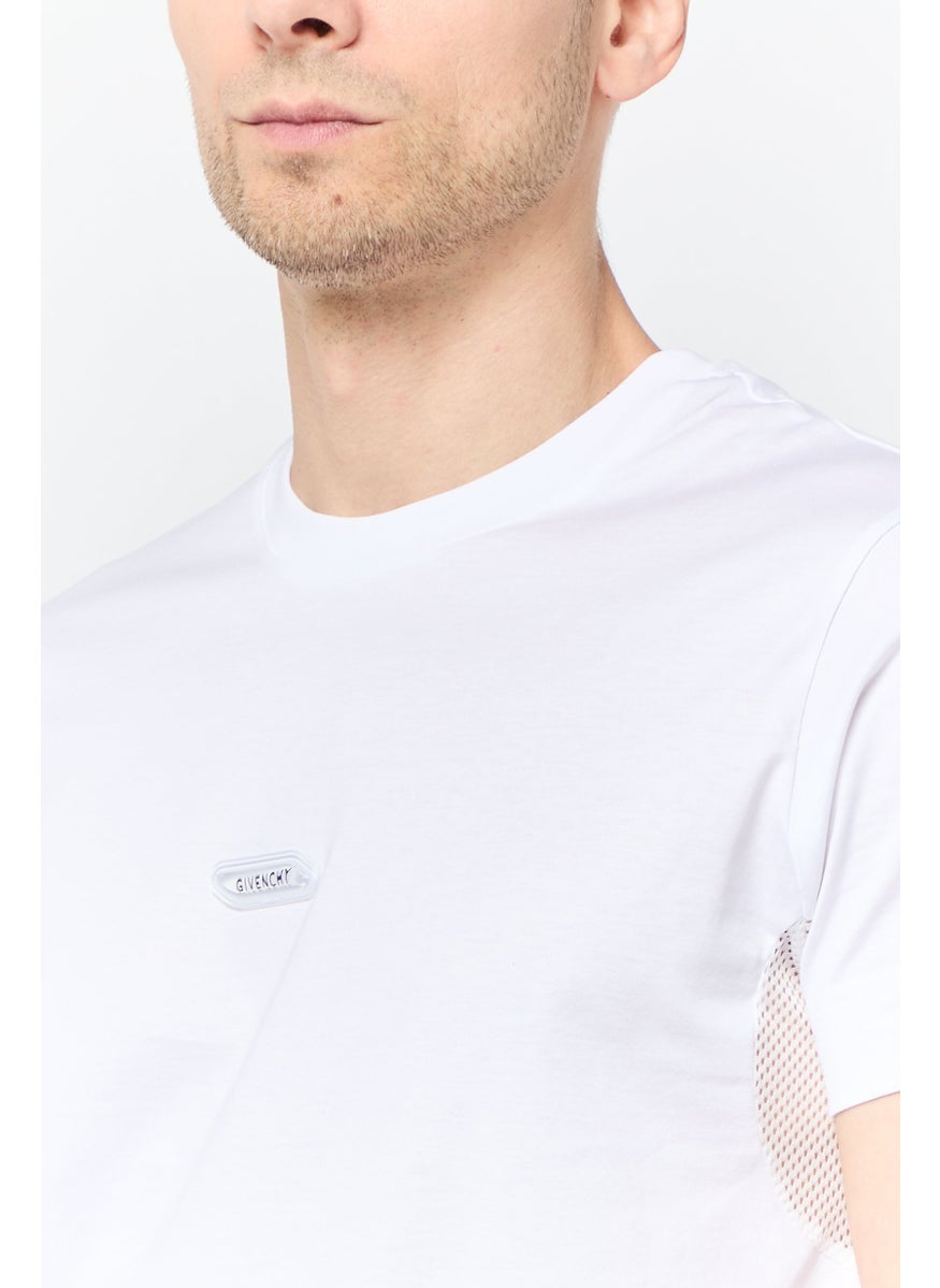 GIVENCHY Men Crew Neck Short Sleeves Brand Logo T-Shirt, White  - Image 3