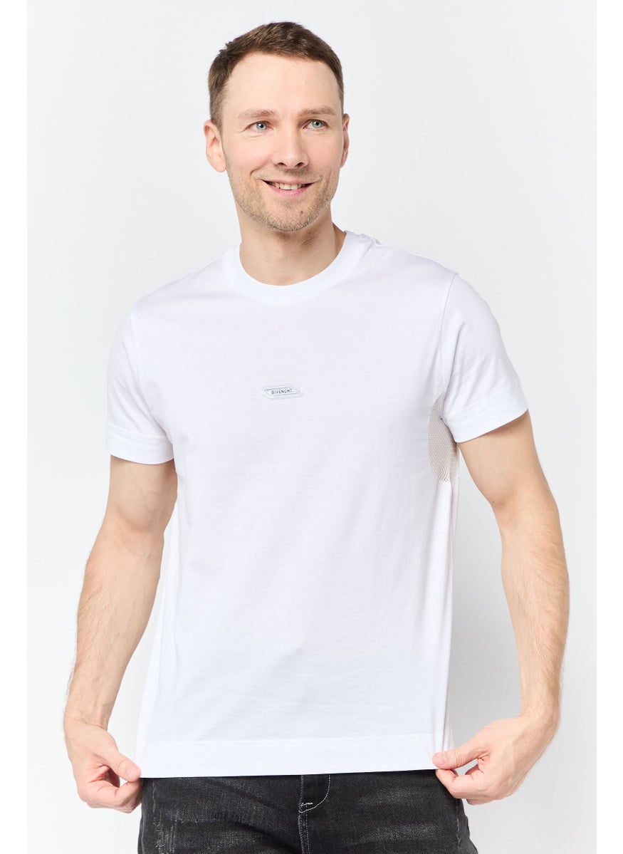 GIVENCHY Men Crew Neck Short Sleeves Brand Logo T-Shirt, White  - Image 1