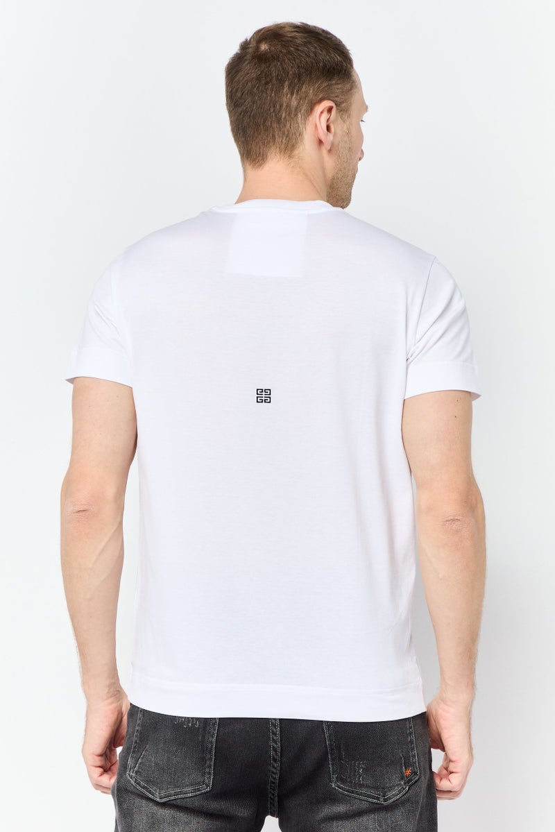 GIVENCHY Men Crew Neck Short Sleeve Brand Logo T-Shirt, White - Image 4