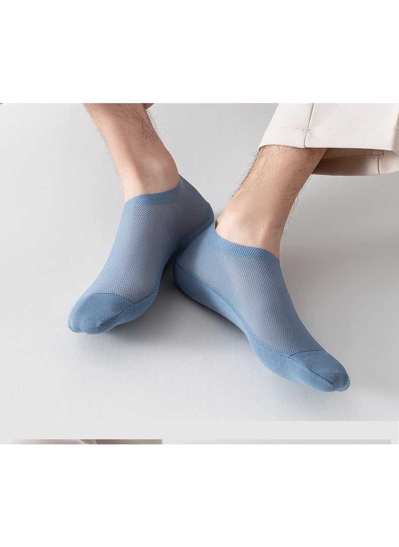 Y&D 6 Pairs Of Blue Ice Silk Mesh Breathable With Cotton Invisible Men's Socks  - Image 3