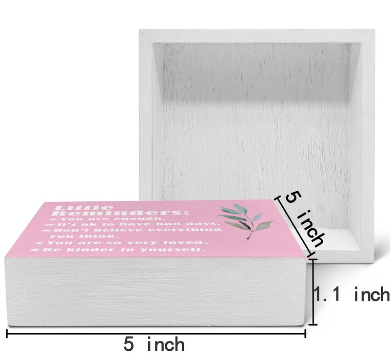 SRADMO Inspirational Little Reminders Wood Box Sign Desk Decor  Pink Inspirational Desk Decor  Inspirational College Gifts Box Sign Decor for Office Home Dorm Desk Shelf Table Decorative Accessories - Image 2