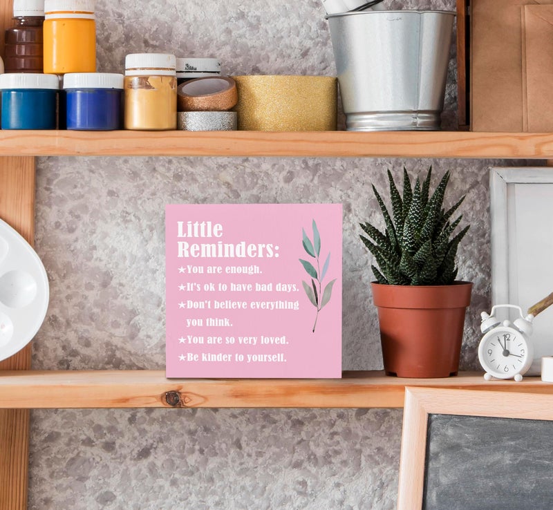 SRADMO Inspirational Little Reminders Wood Box Sign Desk Decor  Pink Inspirational Desk Decor  Inspirational College Gifts Box Sign Decor for Office Home Dorm Desk Shelf Table Decorative Accessories - Image 4