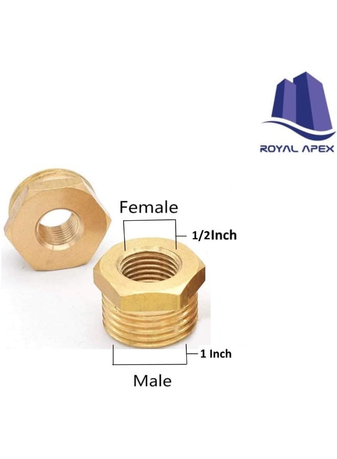 Royal Apex Pack Of 2 Brass Reducer Bsp Male Thread To Bsp Female Thread Reducing Bush Hex Reducer Bushing Hose Pipe Fitting Connector Adapter 1X1/2 - Image 2