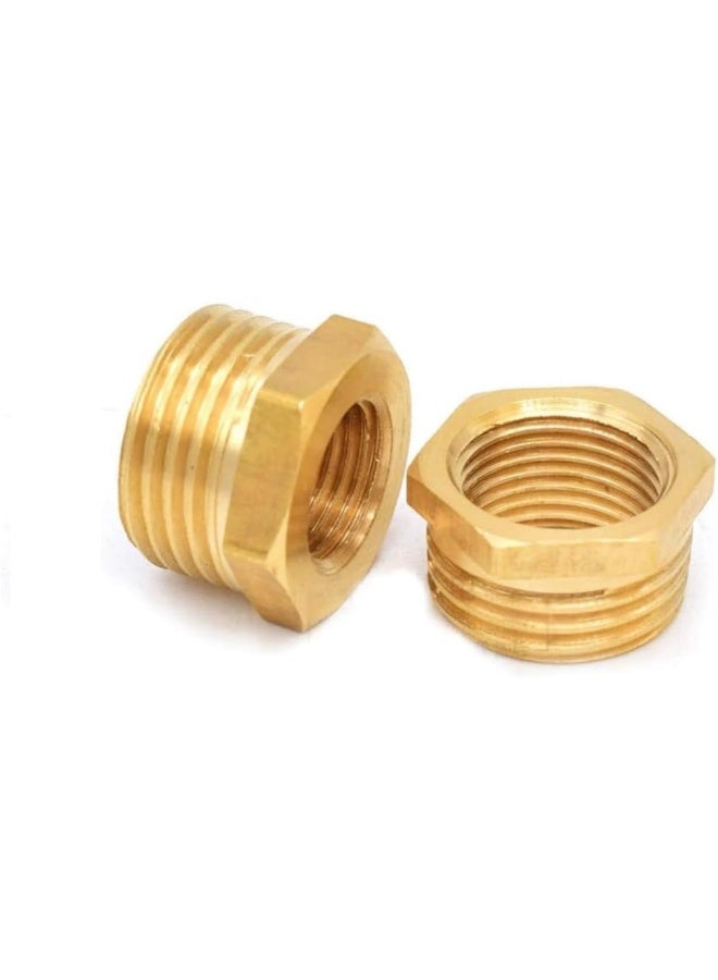 Royal Apex Pack Of 2 Brass Reducer Bsp Male Thread To Bsp Female Thread Reducing Bush Hex Reducer Bushing Hose Pipe Fitting Connector Adapter 1X1/2 - Image 1