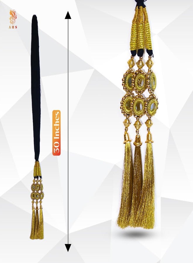 AHS Paranda for Hair Punjabi Stylish Heavy Accessory for Women & Girls | Long Braid Tassels Hair Mroon & Golden Parandi Traditional Patiala Choti Hair Extension (Pack of 2) - Image 4