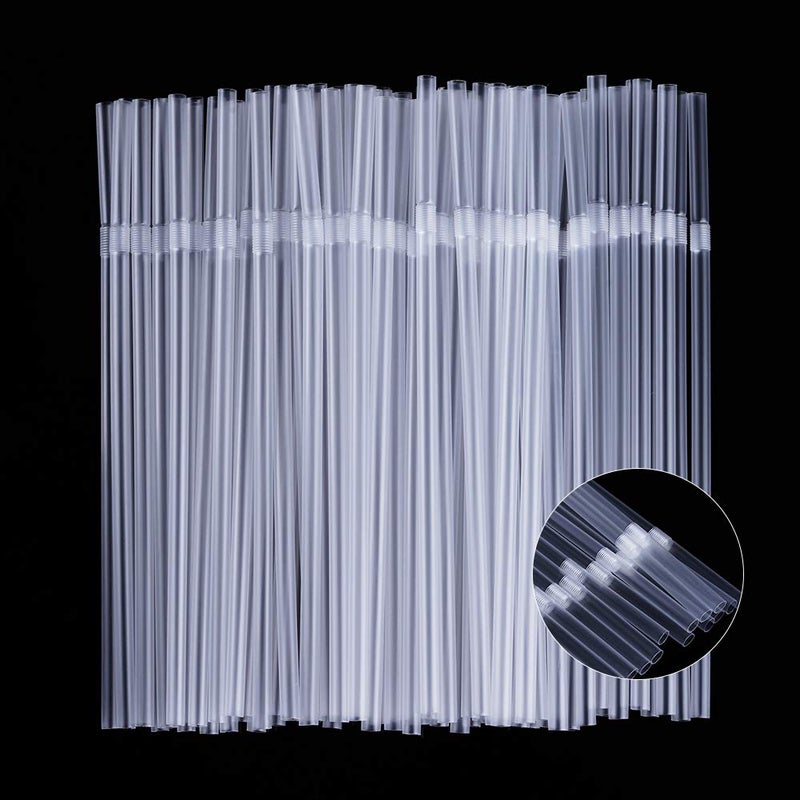 CVNDKN 500 Pcs Clear Disposable Plastic Flexible Straws023 diameter and 77 long - Image 3