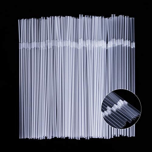 CVNDKN 500 Pcs Clear Disposable Plastic Flexible Straws023 diameter and 77 long - Image 2