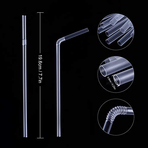 CVNDKN 500 Pcs Clear Disposable Plastic Flexible Straws023 diameter and 77 long - Image 5
