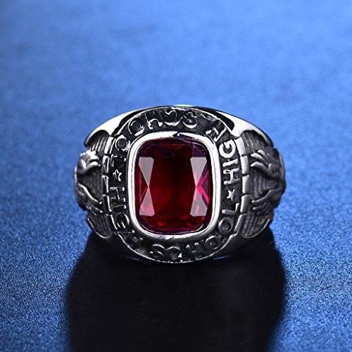 MASOP 316L Stainless Steel Rings for Men Engraved High School Eagle Size 11 - Image 2