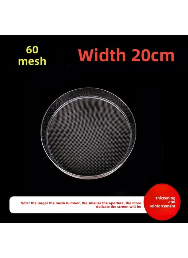 Generic - Sieve Flour Sieve Stainless Steel Sample Sieve Muffin Cat Sand Fine Rice Sieve Soybean Milk Fried Chicken Sesame Traditional Chinese Medicine Sugar Powder Tea-Colour:Diameter 20cm 60 Mesh/fine Flour Soy Milk Rice Roll Chinese Medicine Powder - Image 1
