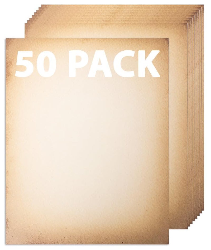 Bargain Paradise 50 Pack Classic Aged Paper | Vintage Stationary Paper | Use for Creating Timeless Writing, Drawing, Sketches, Painting Projects | Ink Jet and Laser Printer Friendly | 8.5 x 11 Inches 50 Sheets - Image 2