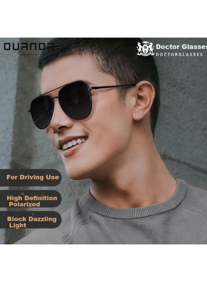 Oona Ouna Doctor Gl Classic Aviator Sungl, Polarized Sungl, Driving Anti-glare Frog-eye Gl, Black - Image 1