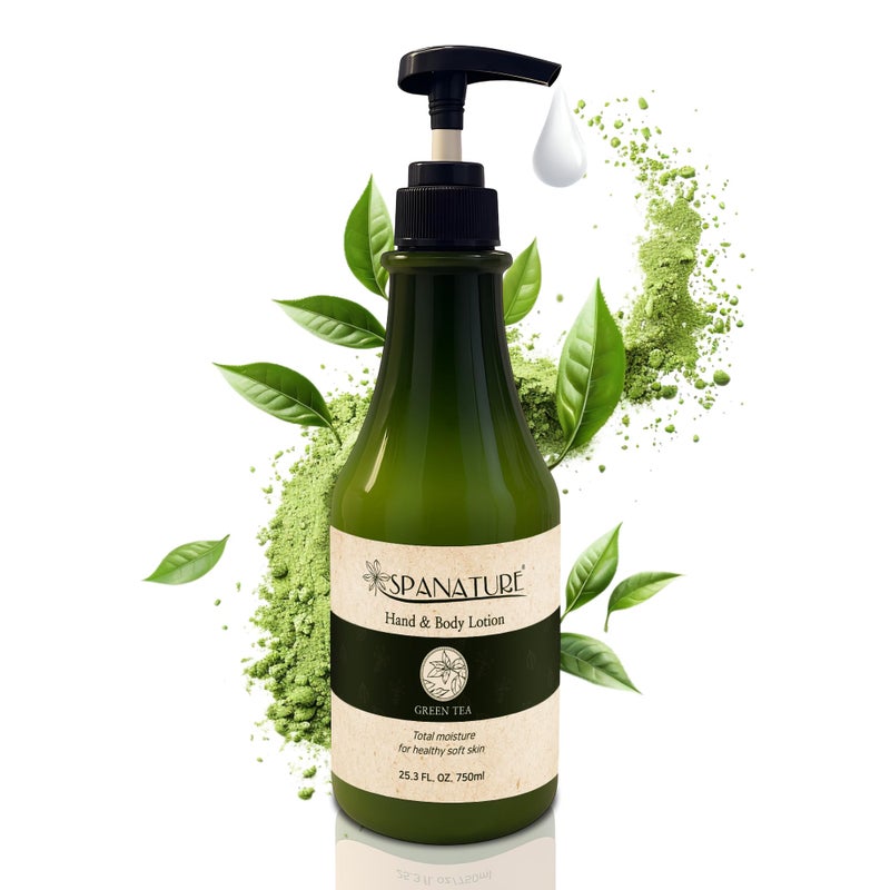 Spanature Green Tea Body Lotion For Women Natural Green Tea Moisturizer for Face Hands Nourishing Restoring Formula NonGreasy Fast Absorbing 750ml25oz with Pump Made in Korea