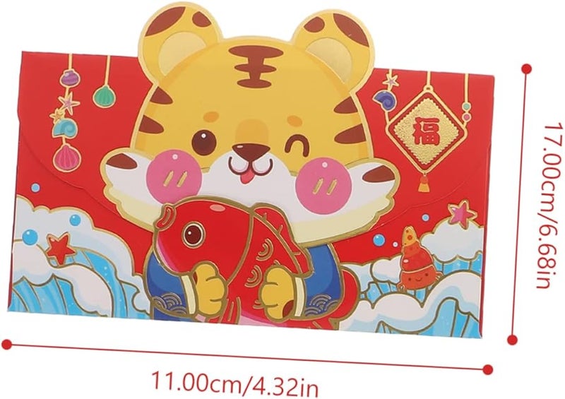 Tehaux 12 قطعة مغلفات حمراء كرتونية إبداعية للعام الصيني الجديد حفلات الزفاف أعياد الميلاد - Image 3